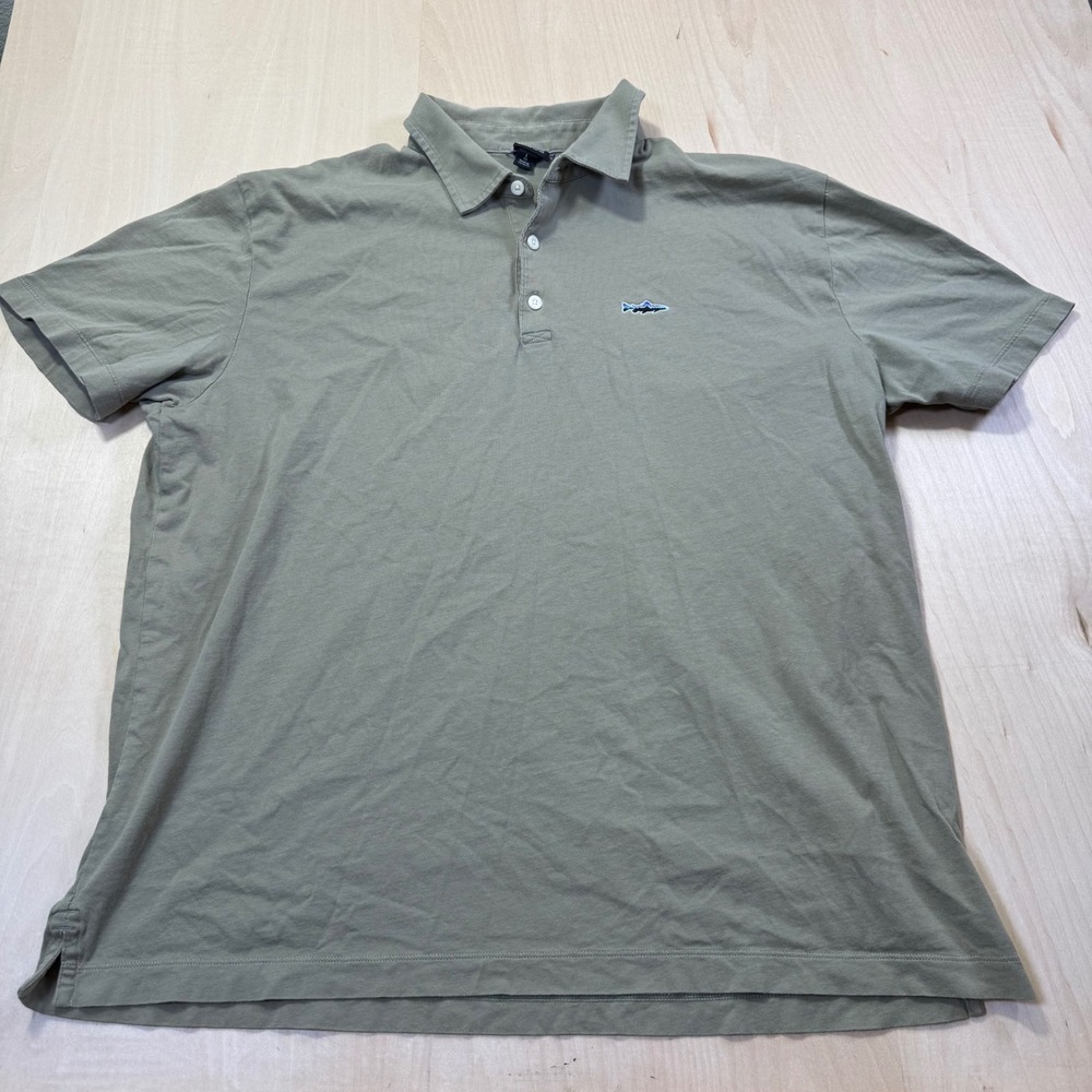 Patagonia Mens Organic Cotton Shortā Sleeve Polo Shirt Green Fish Logo Large